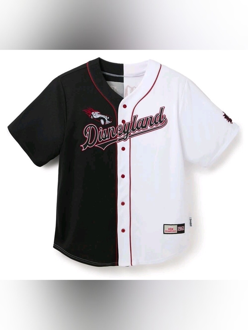 Disney Two-Tone Black & White Baseball Jersey with Red Accents 101 Dalmation